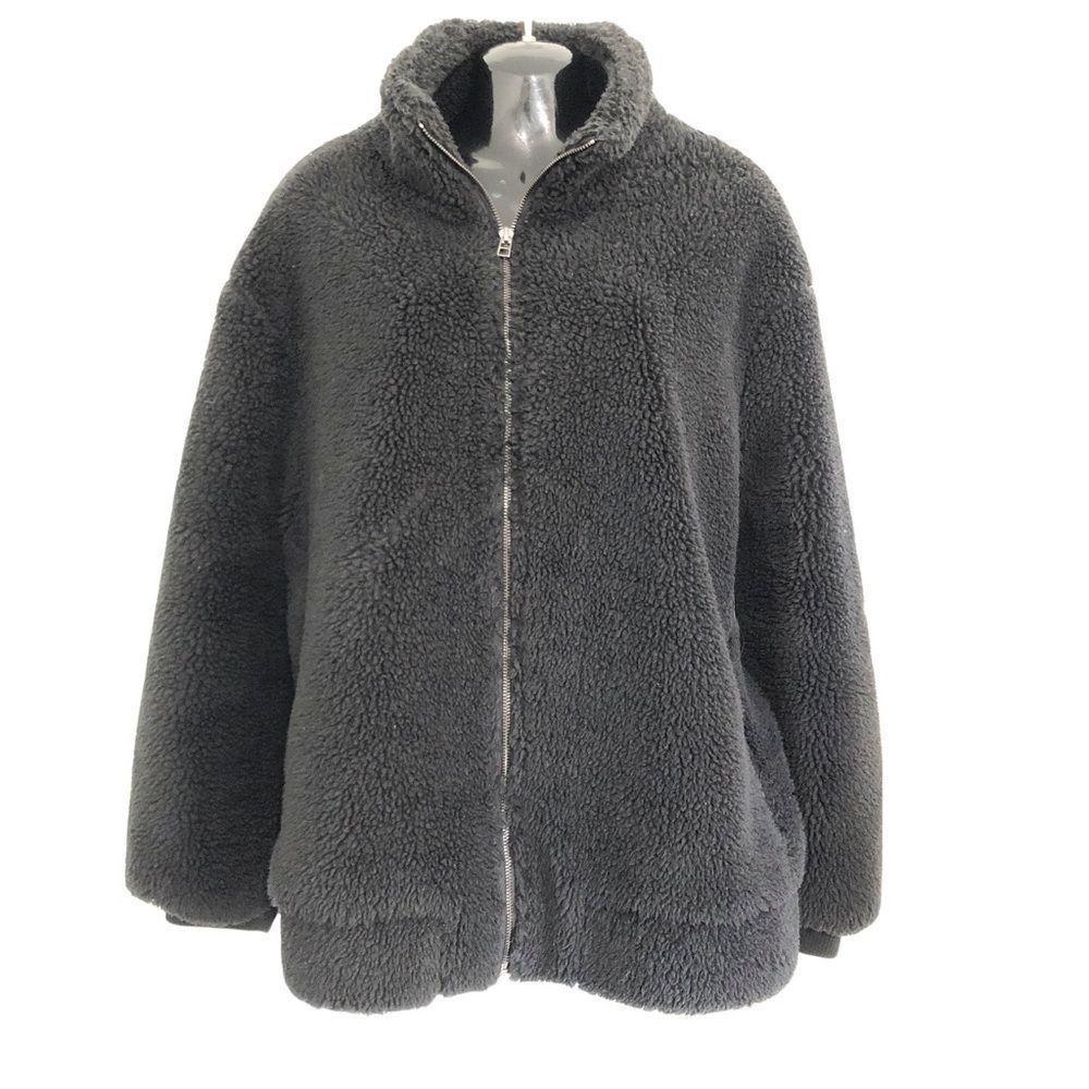 AVA & VIV faux shearling zipper jacket black size XL